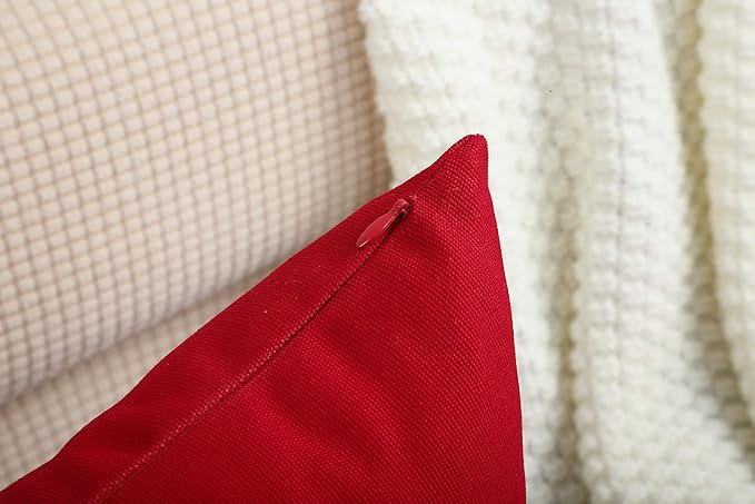 TangDepot Handmade Decorative Solid 100% Cotton Canvas Throw Pillow Covers/Pillow Shams, (20" x20" , Christmas Red, 1 Count (Pack of 1))