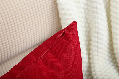 TangDepot Handmade Decorative Solid 100% Cotton Canvas Throw Pillow Covers/Cushion Covers, 45 Colors Available - (20" x20" , Christmas Red, 2 Count (Pack of 1))