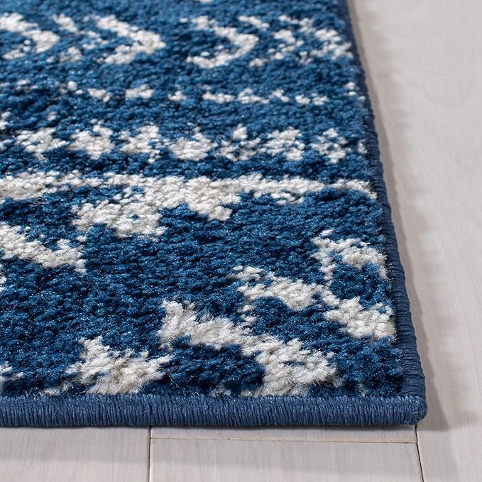 SAFAVIEH Area Rug 6x9 - Tulum Collection - Navy & Ivory, Moroccan Boho Tribal Design, Non-Shedding & Easy to Clean, Ideal for Living Room, Bedroom, Dining Space (TUL272N)