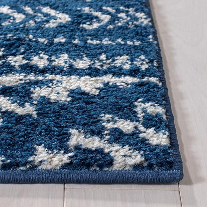 SAFAVIEH Tulum Collection Area Rug - 5'3" x 7'6", Navy & Ivory, Moroccan Boho Tribal Design, Non-Shedding & Easy to Clean, Ideal for Living Room, Bedroom, Dining Space (TUL272N)