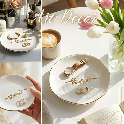 InnoBeta Blessed Gifts for Women, Blessed Jewelry Dish 4.75" - Decorative Trinket Dish for Rings Earrings Keys - Birthday, Mother's Day