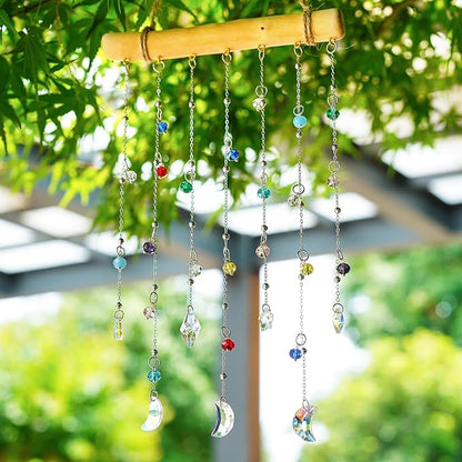 H&D HYALINE & DORA Crystal Sun Catcher Crystal Wind Chimes for Outside Rainbow Maker Suncatchers for Window Hanging Garden Home Decor