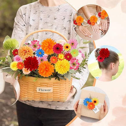 210Pcs Mini Silk Flower Heads Small Fake Mums Rose Faux Flowers Bulk for Crafts Artificial Loose Fabric Flowers Heads Sunflower Bulk for Wedding Hair Cap Dresses Fall Home Decorations (Orange)