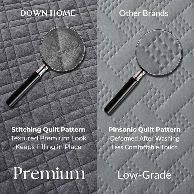 Twin Quilt Set with Sham Lightweight Quilted Bedspread Coverlet Thin Comforter Bed Cover Vintage Washed Quilted Blanket for All Season, Brushed Microfiber Diamond Stitching, Ash Gray, 66"x92"