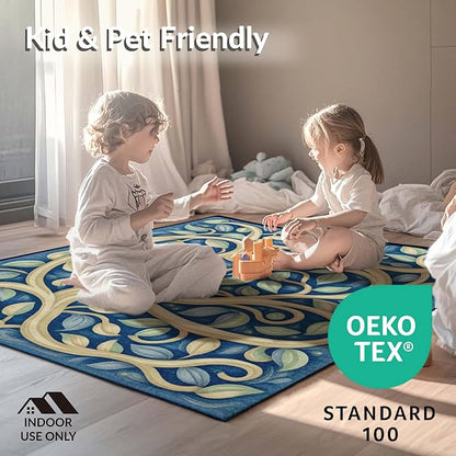 Flatwoven High Traffic Area Rug 6x9, Dark Beige Geometry and Dirt Trapper Design, Non Slip, Stain Resistant, Washable Area Rugs for Living Room, Bedroom (Beige, 6x9)