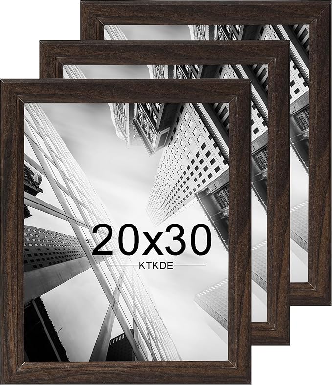 KTKDE Studio Gallery 20X30in Select Poster Frame Set of 3, Walnut Wooden frames Display Poster, Posters & Art Prints for Artwork Wall Vertical or Horizontal Display best gift