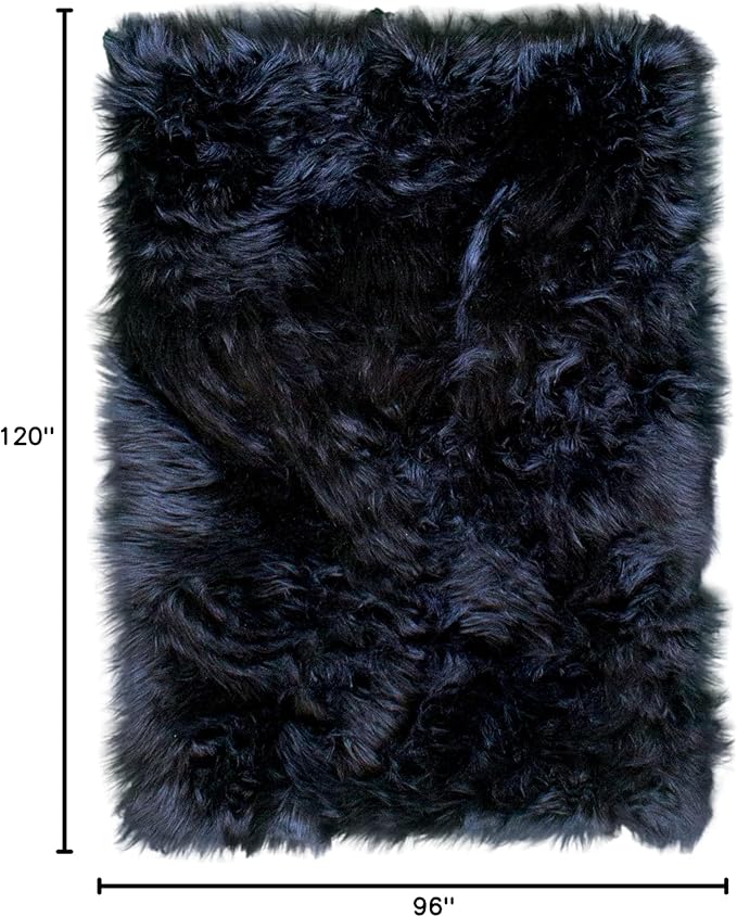 Super Area Rugs Ultra Soft & Fluffy Faux Sheepskin Rug, Black 8 x 10 Feet Carpet for Bedroom Living Room