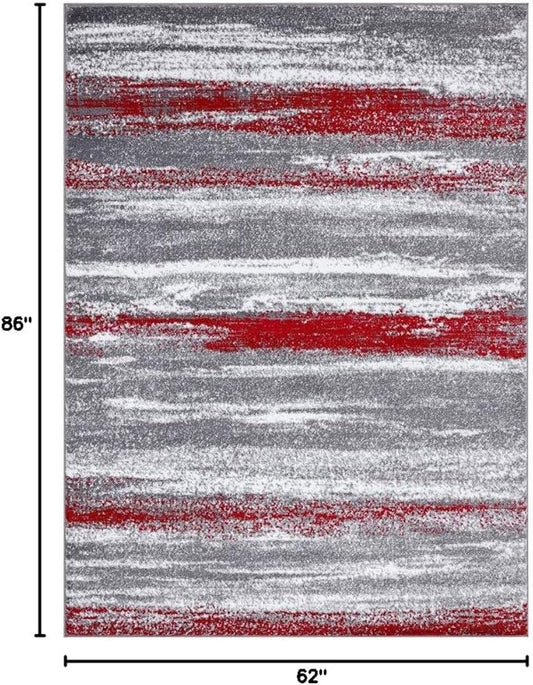 LUXE WEAVERS Modern Abstract Red 5x7 Area Rug