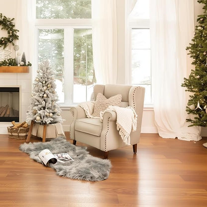 2 x 4 ft Fluffy Gray Faux Sheepskin Rug – Luxurious Faux Fur Rug for Bedroom, Living Room, or Nursery – Soft and Cozy Decor Accent