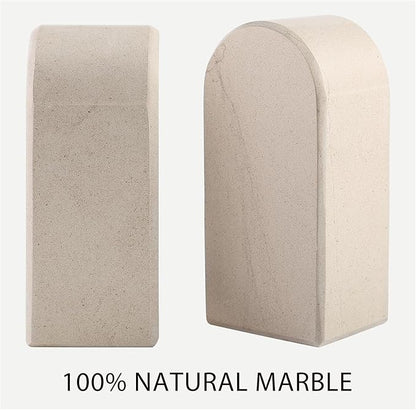 Koville African Natural Marble Bookends for Shelves, 7lbs Heavy-Duty Marble Book Holders, Decorative Book Ends, Bookshelf Apartment Decor for Normal Books/CD/Video Games