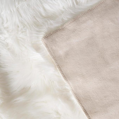 SAFAVIEH Faux Sheep Skin Collection 5' x 8' Ivory FSS235A Silken Glam 2.35-inch Thick Area Rug