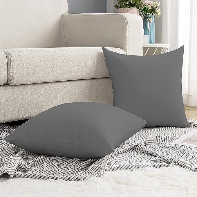 Upgrade Your Bedding Experience with The Made of 100% Cotton Euro Shams 2 Pack Cushion Cover 32"x 32" Size fits Decorative Cover. Envelope Closure Dark Grey