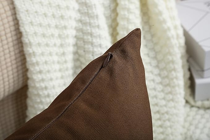 TangDepot Cotton Solid Throw Pillow Covers, 12" x 20" , Coffee, 1 Count (Pack of 1)