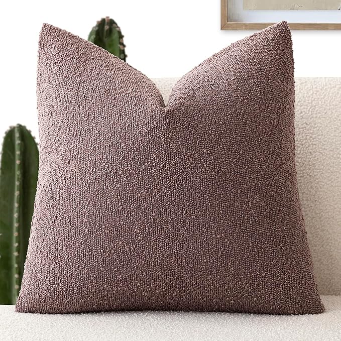 Foindtower Decorative Textured Boucle Throw Pillow Covers Accent Solid Pillow Cases Neutral Soft Cozy Couch Cushion Case for Chair Sofa Bedroom Living Room Home Decor 20x20 Inch,1PC,Dark Purple