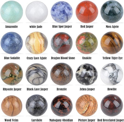 LPbeads 16mm 20pcs Natural Gemstone Polished Sphere Healing Crystal Rocks Ball Mineral Collection Decoration Kit