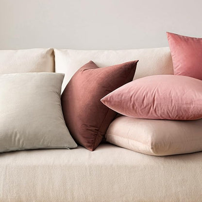 MIULEE Velvet Throw Pillow Covers 20x20 Inch, Pack of 2 - Dusty Pink, Soft Solid Decorative Pillow Covers Cushion Cases Modern Luxury Home Decor for Spring Couch Sofa Bedroom Livingroom