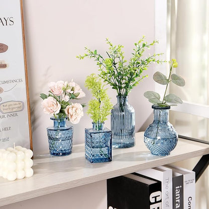 Glass Bud Vases Set of 60, Small Glass Vase for Flowers, Blue Small Vases for Centerpieces, Vintage Bud Vase in Bulk for Wedding, Party, Events, Reception, Home Decor