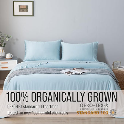 Bella Coterie Luxury Bamboo Viscose Full Size Sheet Set | 100% Organically Grown | Ultra Soft | Cooling for Hot Sleepers | 18" Deep Pocket [Coastal Blue]