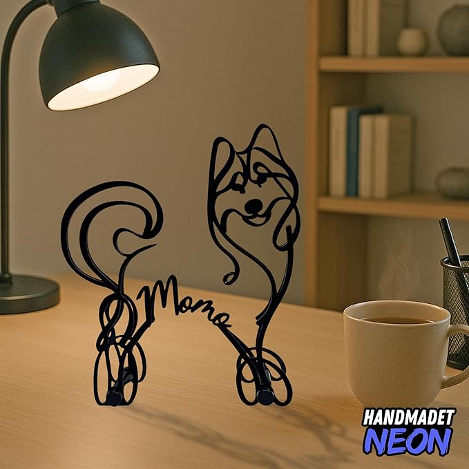 Personalized Husky Dog Minimalist Sculpture, Custom Name Siberian Husky Metal Desk Decor, Decorative Aesthetic Table Sign Gifts For Pet Lovers, Kids Room, Home Office Decorations