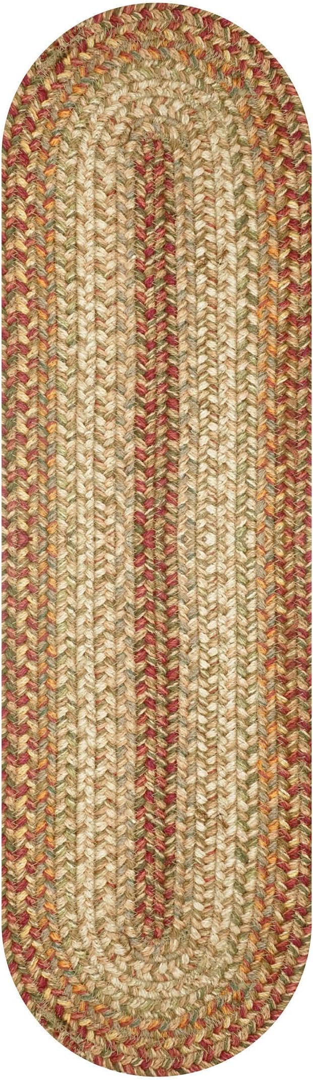 Homespice Harvest Jute Braided Table Runner, Warm Country Decor, Set of 2, Multicolor Oval 8x28 - Also Ideal as Stair Treads - Rich Colors, Easy to Clean, Durable and Protects Furniture