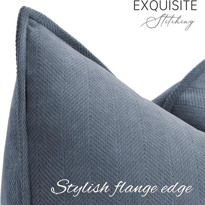 ZWJD Dusty Blue Pillow Covers 12x20 Set of 2 Chenille Throw Pillow Covers with Elegant Design Soft and Luxurious Decorative Throw Pillows for Couch, Bed, and Home Decor