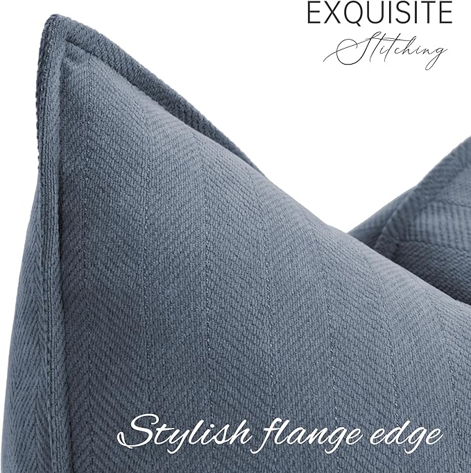 ZWJD Dusty Blue Pillow Covers 26x26 Set of 2 Chenille Throw Pillow Covers with Elegant Design Soft and Luxurious Decorative Throw Pillows for Couch, Bed, and Home Decor