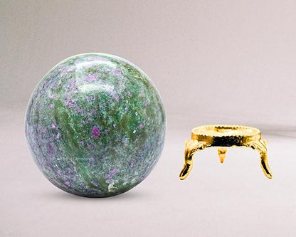 Amazing Gemstone Ruby Fuchsite Crystal Ball with Stand - 2.5 Inches Large Crystal Sphere Meditation Balls for Witchcraft and Decorative Balls
