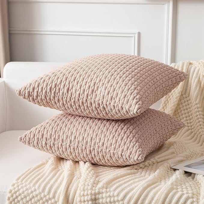 Kevin Textile 2 Packs Light Pink 26x26 Pillow Covers Euro Pillow Covers with Stripe Pattern Big Throw Pillow Covers for Valentines Day Gifts Couch Bedroom 66x66 cm