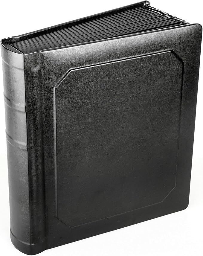 Tuscany Albums Professional Leatherette Bound Slip-in Photo Album, Holds 30 8x10 Photos (15 Page), Black