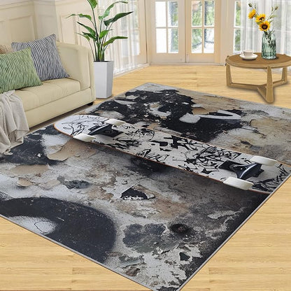 Dragons Rug for Living Room, Fantasy Animals 6x9 Area Rug Magical Creatures Rug for Bedroom Non-Slip Indoor Floor Carpet, Low Pile Resistant Carpet for Dining Room, Office, Home Decor