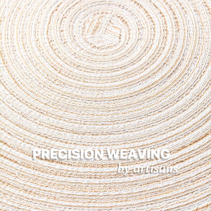 Round Placemats Set of 12 Woven Placemats Washable Braided Table Mats for Dining Table Heat Resistant Non-Slip Circle Place Mats(Cream)