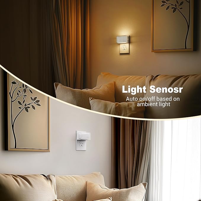 JandCase LED Night Light, Night Lights Plug into Wall with Dusk to Dawn Sensor, Dimmable Plug in Night Light, Adjustable Brightness, 3000K Soft White Nightlight for Bedroom Bathroom Hallway [2 Pack]