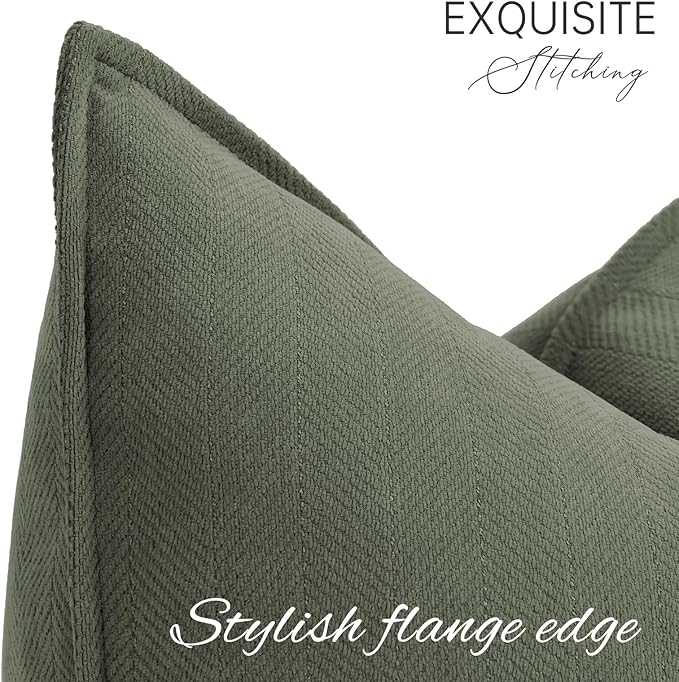ZWJD Army Green 12x20 Pillow Covers Set of 2 Chenille Throw Pillow Covers with Elegant Design Soft and Luxurious Decorative Throw Pillows for Couch, Bed, and Home Decor