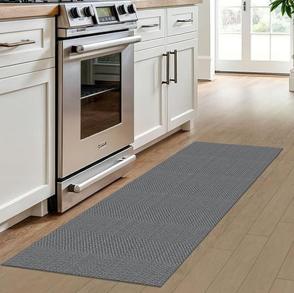 IOHOUZE Washable Runner Rug 2x6 Non Slip Runners for Hallways Entryway Runner Indoor, Kitchen Rugs Woven Cotton Floor Carpet for Kitchen Hall Entrance Bedroom, Charcoal/Dark Grey
