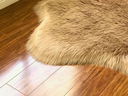 Free Shape Luxury Soft Fluffy Shag Area Rug Single and a Half 2'x4', 60x120cm - Vegan Fur Ultra Soft Indoor Carpet Nursery Rugs for Bedroom Home Decor, Camel