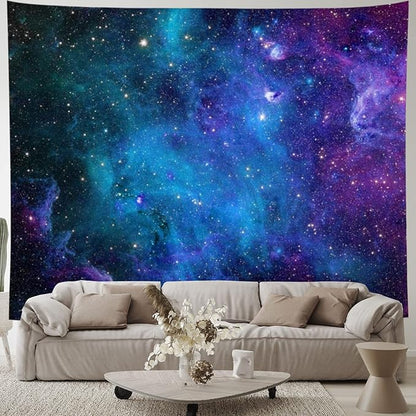 Lahasbja Galaxy Tapestry Blue Starry Sky Tapestries Universe Space Wall Hanging Tapestries Mysterious Nebula Stars Backdrop for Living Room Dorm (Blue Galaxy, S/39.4" × 52.4")