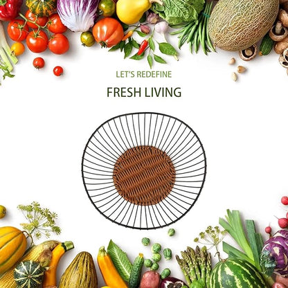 Wire Fruit Bowl,Metal Fruit Basket, Black Fruit Bowl for Kitchen Counter,countertop,Snack,Bread,Candy Storage Basket, Vegetable Basket, Home Decor Centerpiece, Fruit Holder Stand (9.8 x 2.76 Inches)