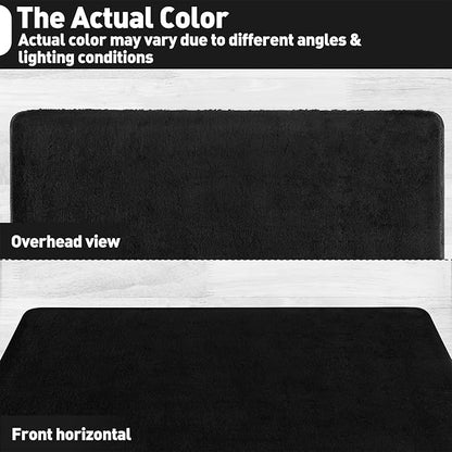 PURE ERA Carpet Stair Tread Landing Mat Area Rug Ultra Plush Shag Soft Non Slip Skid Resistant Tape Free Indoor Doormat Washable Reusable Black 2' X 6'