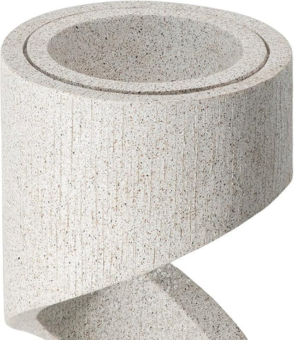 Glitzhome Decorative Tiered Outdoor Water Fountain with LED Light Vintage Curved Waterfall Fountain with Stone Planter Rustic Faux Terrazzo Spiral Shaped Fountains for Garden Patio Deck Porch, 40.25”H