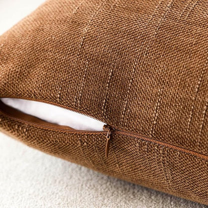 Foindtower Pack of 2 Soft Textured Throw Decorative Pillow Covers Square Accent Solid Cushion Cover Cozy Farmhouse Pillow Case with Zippe for Couch Sofa Bed Living Room 18x18 Inch, Bronze