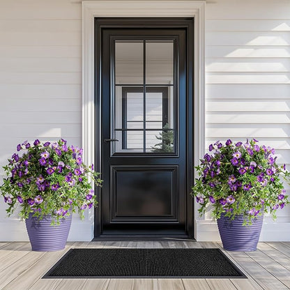 Artificial Flowers Artificial Petunias for Outdoors 2PCS Artificial Hanging Plants Outdoors Silk Flowers with Stems Outdoor Flowers Uv Resistant for Porch Decor Terrace Decor（Purple with Pot）
