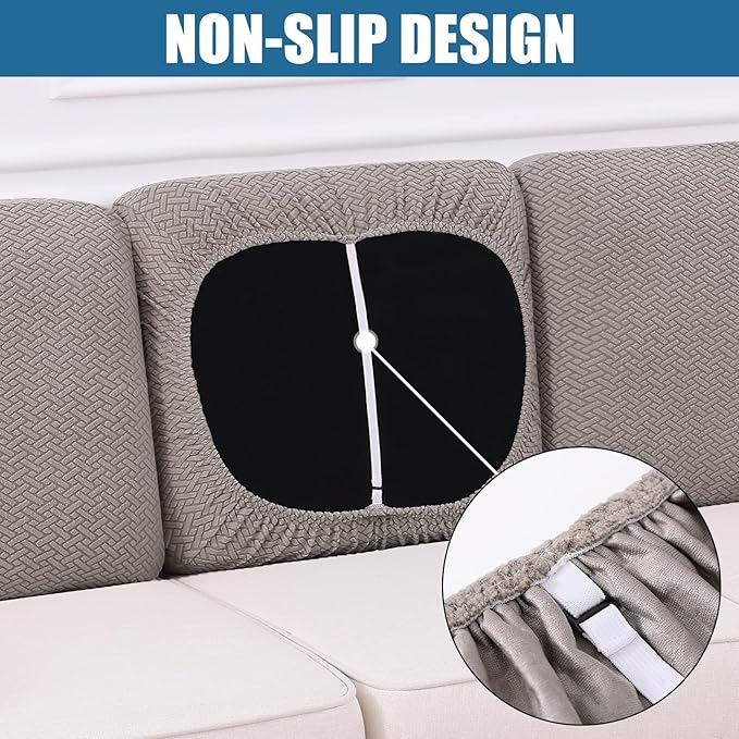 Smiry Waterproof Couch Cushion Covers, Stretch Jacquard Thick Sofa Cushion Covers, Washable Seat Slipcover Elastic Furniture Protector for Pets, Kid (Back Cover M, Taupe)