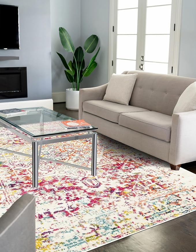 Rugs.com Arlington Collection Rug – 8x11 Light Multi Medium-Pile Rug Perfect for Living Rooms, Large Dining Rooms, Open Floorplans