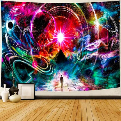 Delur Time Travel Tapestry Galaxy Universe Starry Sky Wall Hanging Tapestry Milky Way Outer Space Abstract Psychedelic Nebula Headboard for Bedroom Living Room Home Decor (59.1" x 78.7")