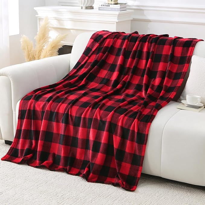 Viviland Checkered Blanket Queen Size Blanket - Soft Fuzzy Cozy Buffalo Plaid Queen for Bed, 90x90 inches