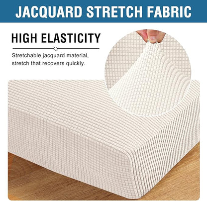 H.VERSAILTEX Multi-Pieces Loveseat Covers for 2 Cushion Couch High Stretch Couch Cushion Covers Jacquard Textured Twill Fabric(2 Seat Covers Plus 2 Back Cushion Covers, Ivory)