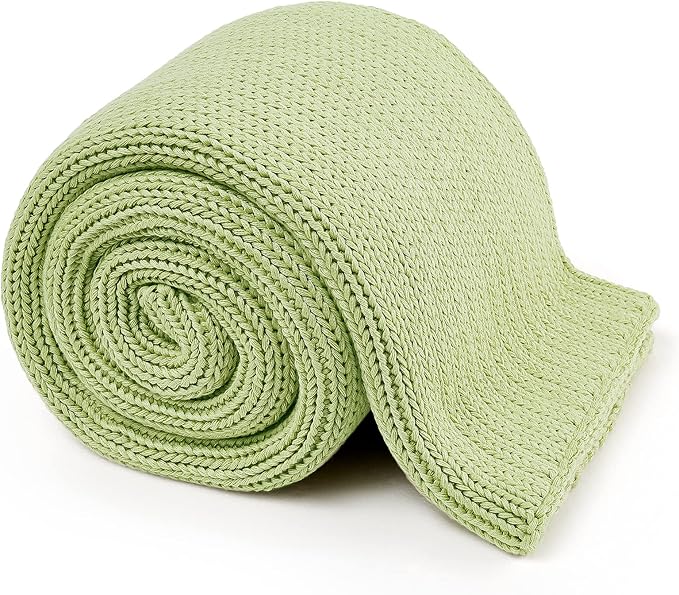 Guohaoi Knitted Weighted Blanket for Adults (Light Green 48"x72" 12lbs) No Beads Cooling Throw Blanket for Hot Sleepers, Home Decor Breathable Chunky Knit Heavy Blanket Use on Full Size Bed