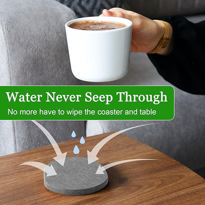 Diatomaceous Earth Coasters Set of 2 for Drinks, Moisture Water Absorbent Stone Coasters for Table Desk at Work, Water Absorbing Instant Drying Diatomite, Modern Deep Grey