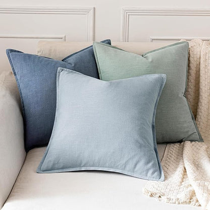 MIULEE Decorative Linen Pillow Covers 24x24 Inch Blue Ashes Boho Farmhouse Neutral Couch Throw Pillows for Bed Pack of 2 Accent Modern Pillowcase Sofa Livingroom Home Decor