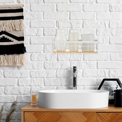 Funrous 2 Pcs Metal Small Wire Basket Wall Hanging Wire Basket Hang Small Bathroom Kitchen Storage Organizer Toilet Paper Mesh Storage Bin Shelf Rack with Base(White,9.84 x 3.94 x 2.76 Inches)